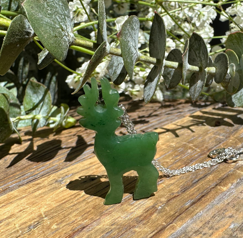 Canadian Nephrite Jade, Deer Pendant