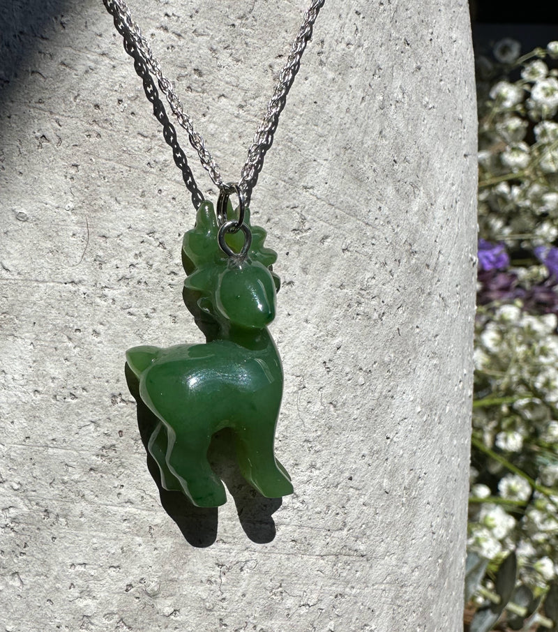 Canadian Nephrite Jade, Deer Pendant