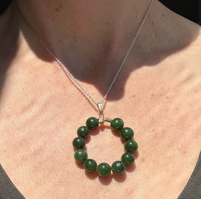 Vintage Jade Round Bead Pendant