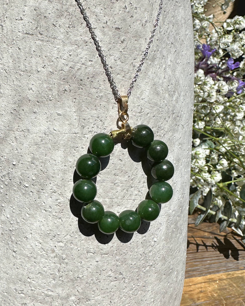 Vintage Jade Round Bead Pendant