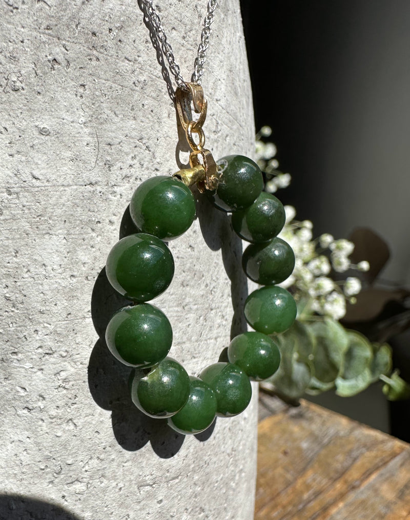 Vintage Jade Round Bead Pendant