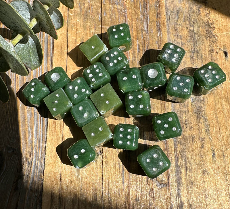 Vintage Jade Dice with Hole 9mm - Sold Individually