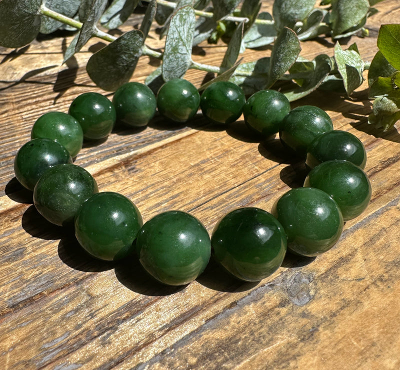 14mm A Grade Jade Bead Bracelet