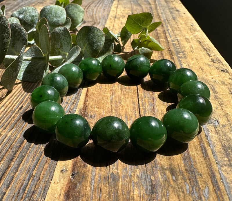 14mm A Grade Jade Bead Bracelet