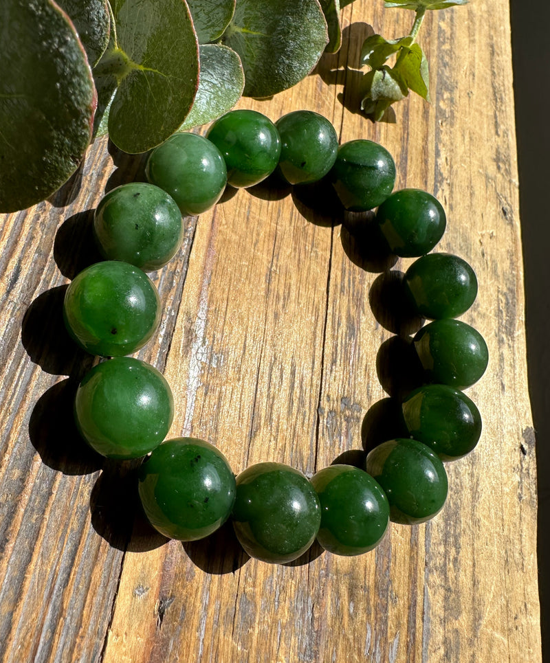 14mm A Grade Jade Bead Bracelet