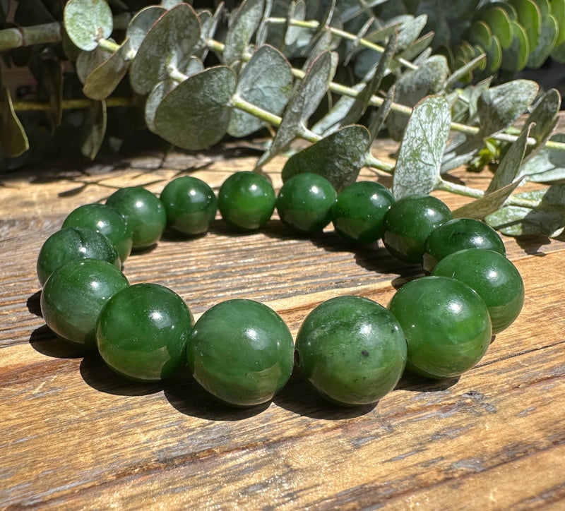 14mm A Grade Jade Bead Bracelet