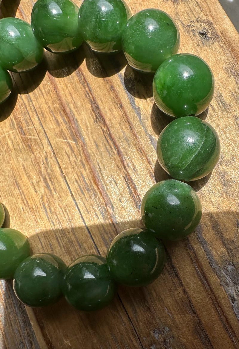 14mm A Grade Jade Bead Bracelet