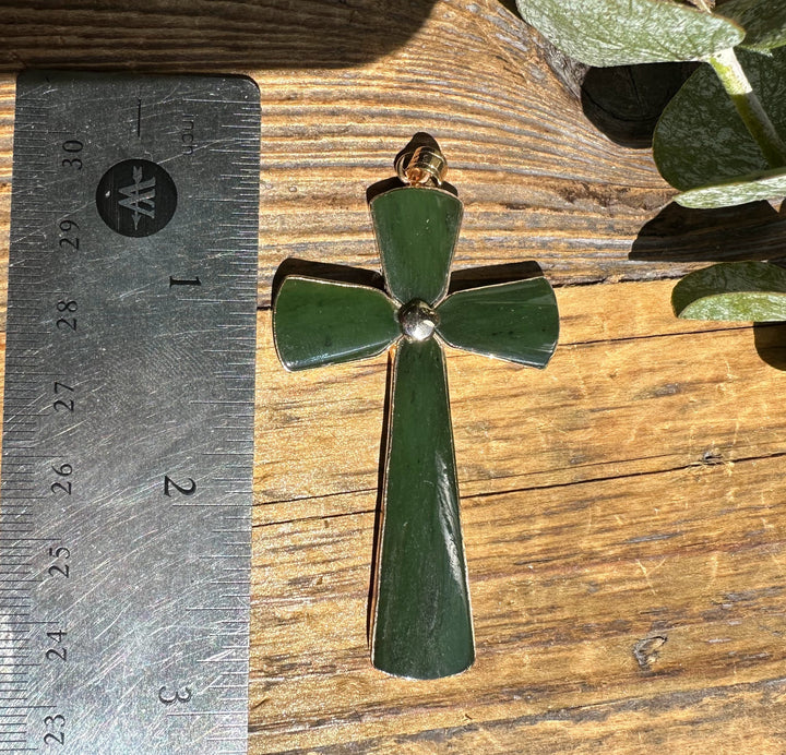 Vintage Large Jade Cross, 2.5