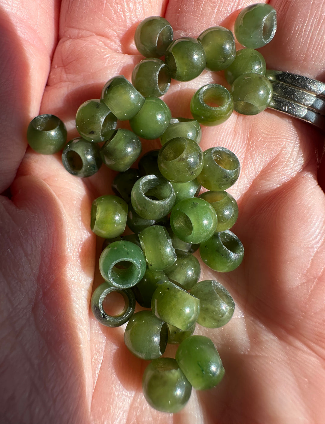 Bag of 10 - 6mm Canadian Jade Beads with a large hole