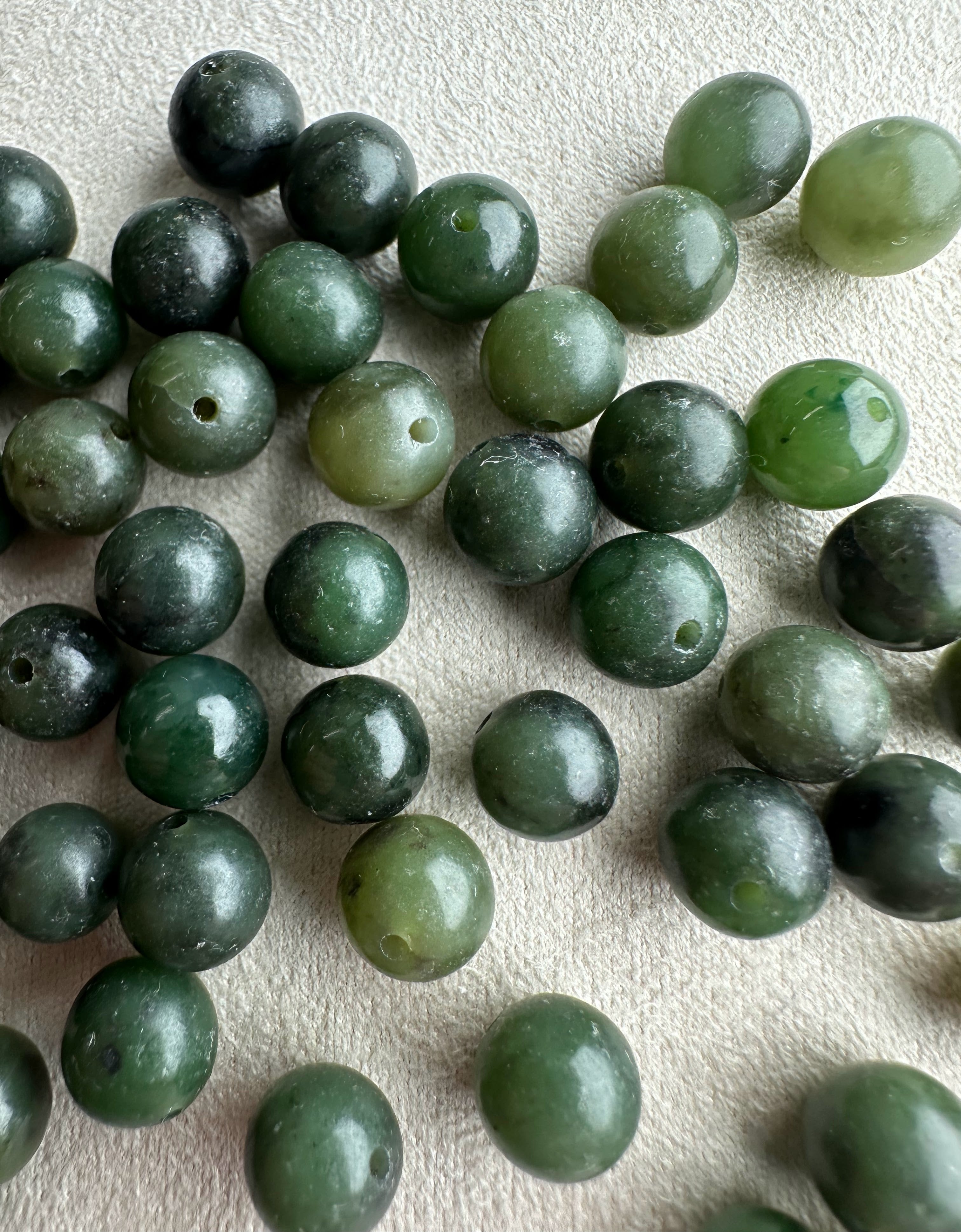 1 oz Bag | Natural Canadian Nephrite Jade Beads (7-8.5mm Mix