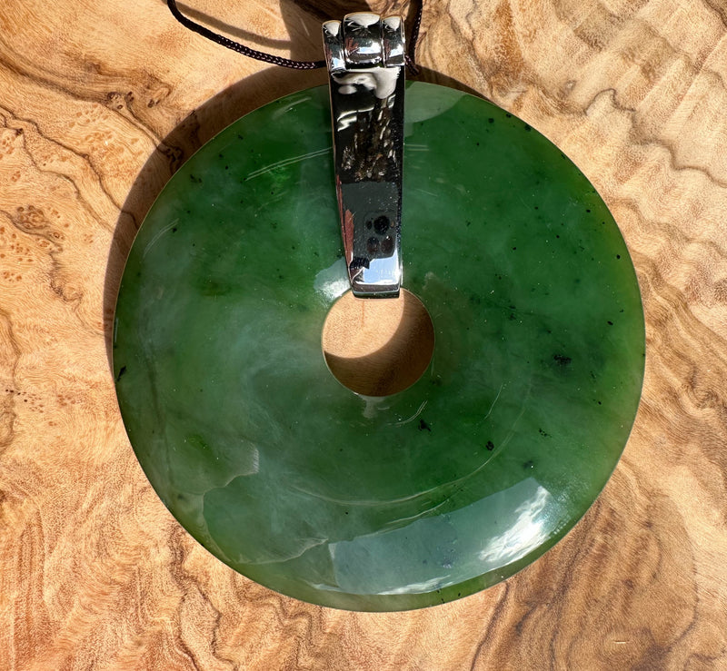Canadian Jade Large PI Pendant A Grade, 80mm - Sterling Silver Bail*