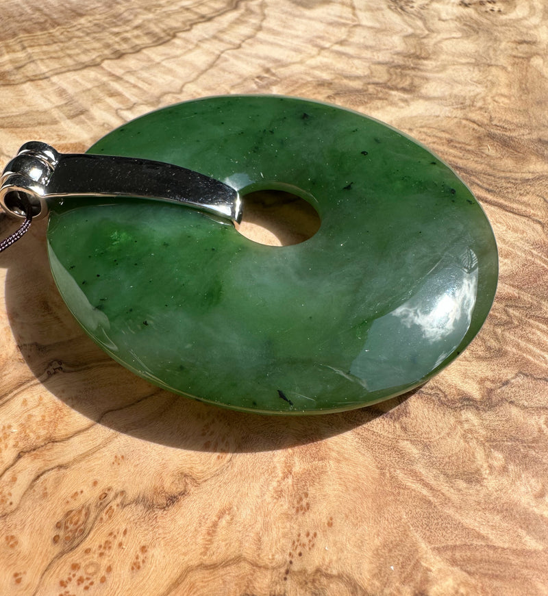Canadian Jade Large PI Pendant A Grade, 80mm - Sterling Silver Bail*