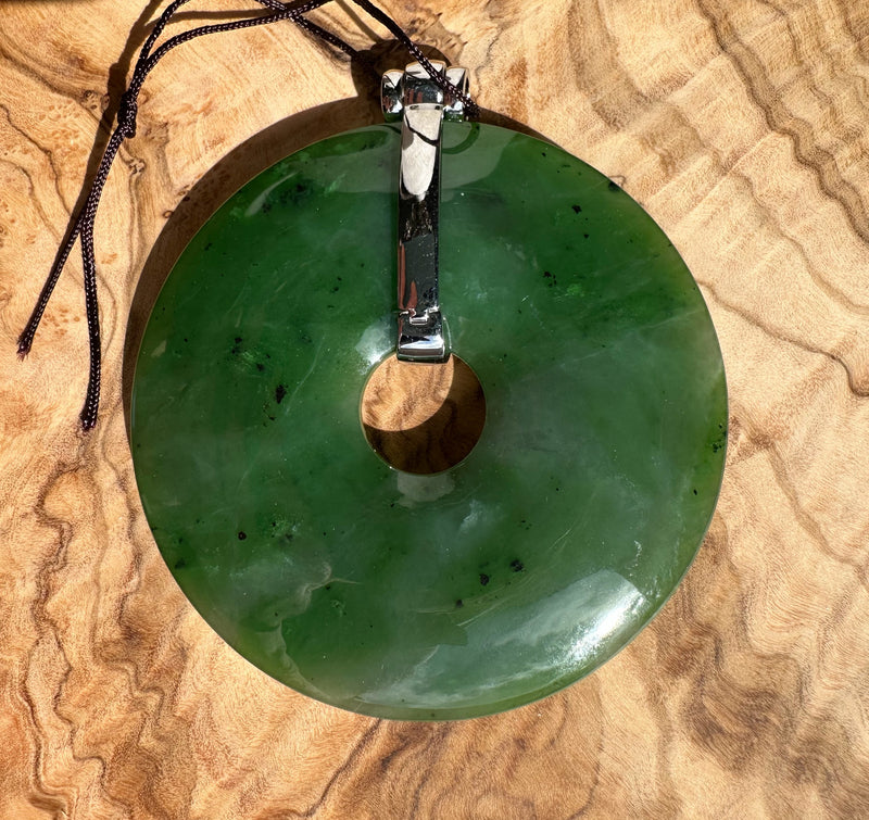 Canadian Jade Large PI Pendant A Grade, 80mm - Sterling Silver Bail*