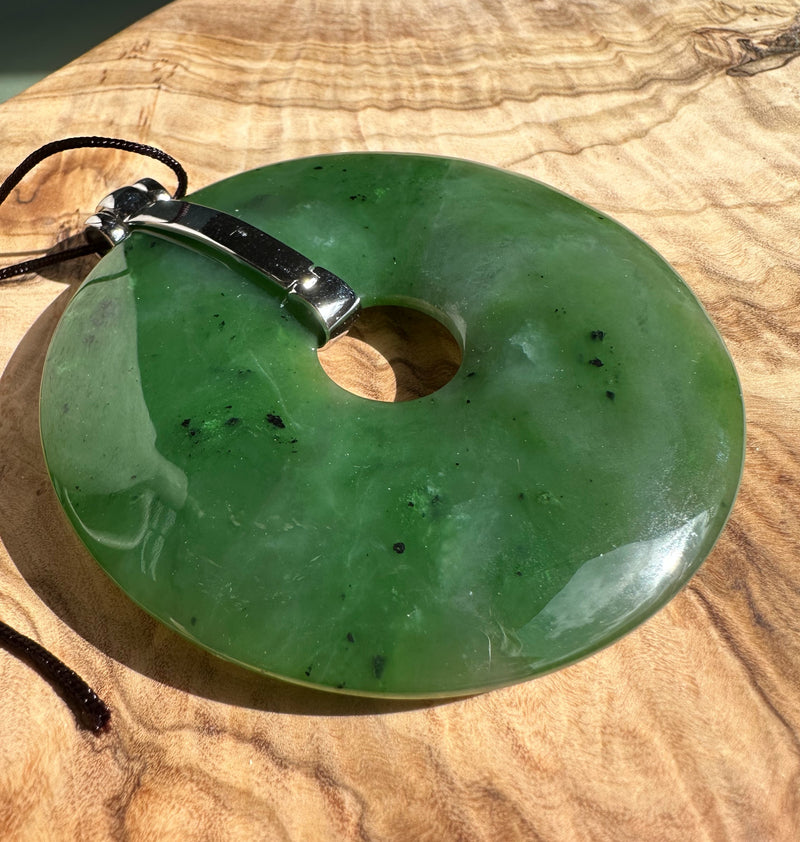 Canadian Jade Large PI Pendant A Grade, 80mm - Sterling Silver Bail*