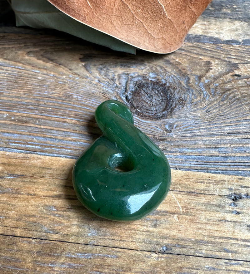 Dark Green Jade Infinity Twist, 1.75" (sold individually)