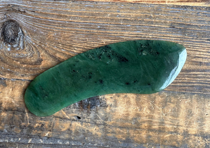 Large Nephrite Jade Gua Sha Tool, 5.25"