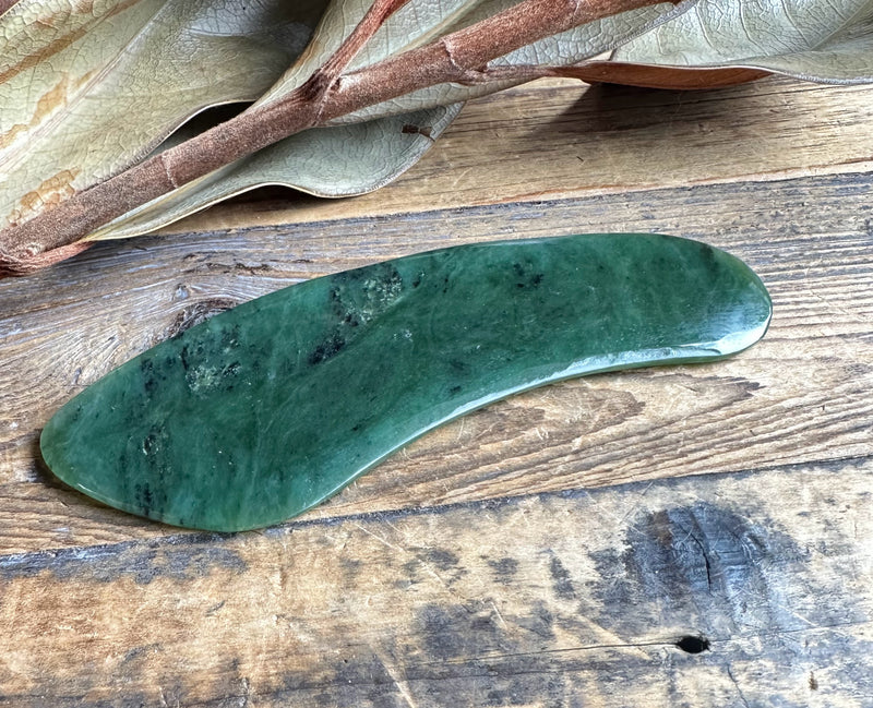 Large Nephrite Jade Gua Sha Tool, 5.25"