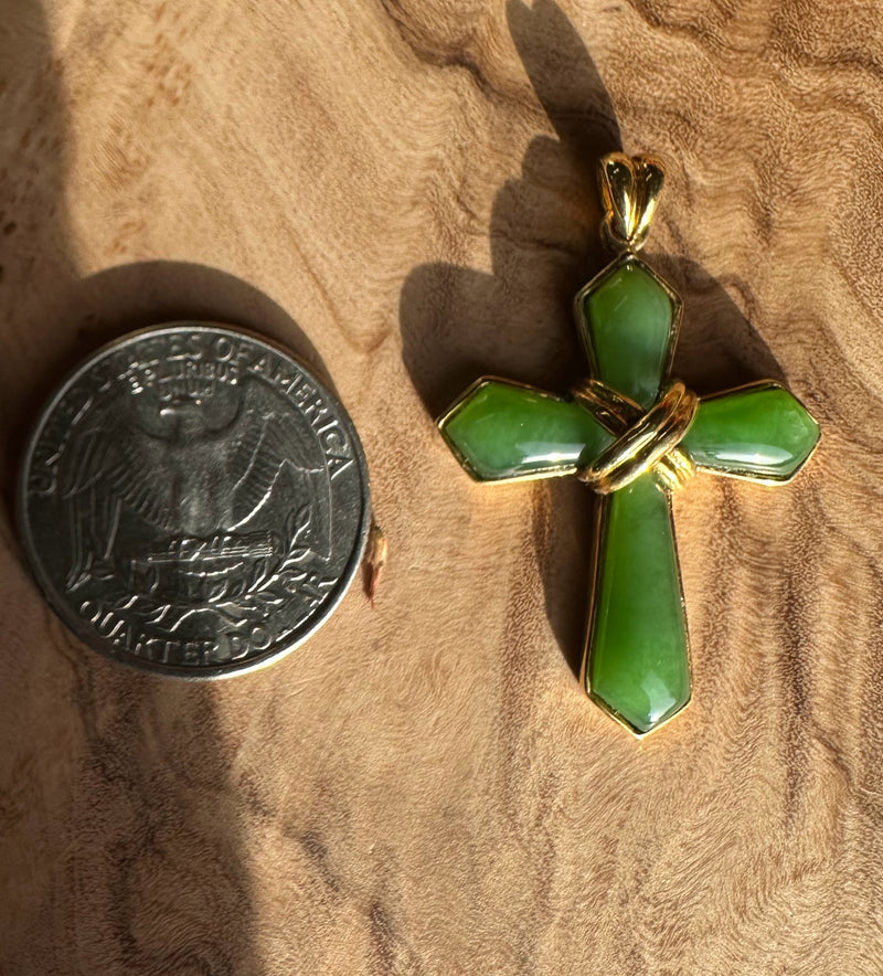 AA Grade Siberian Jade Vermeil Cross Pendant* - Only 1