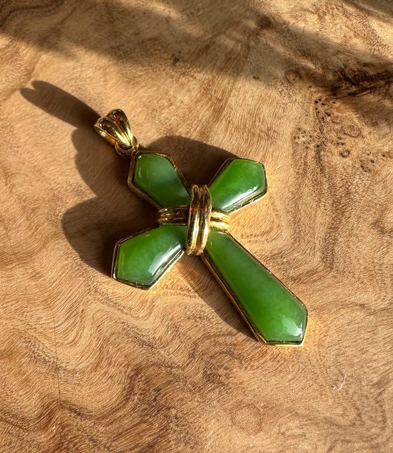 AA Grade Siberian Jade Vermeil Cross Pendant* - Only 1