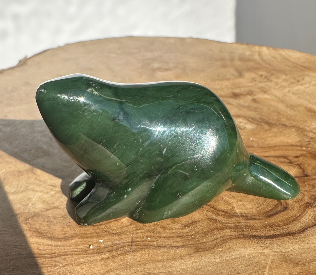Canadian nephrite jade beaver sculpture, 3 inches long