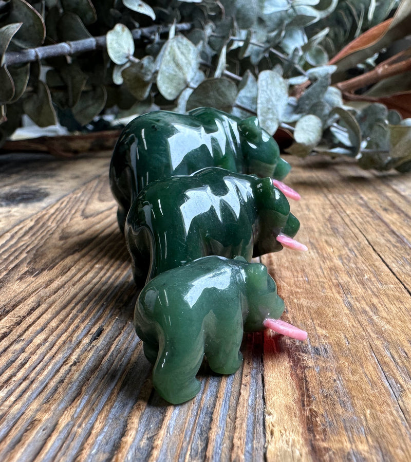 Jade Bear with Rhodonite Fish, Available in multiple sizes