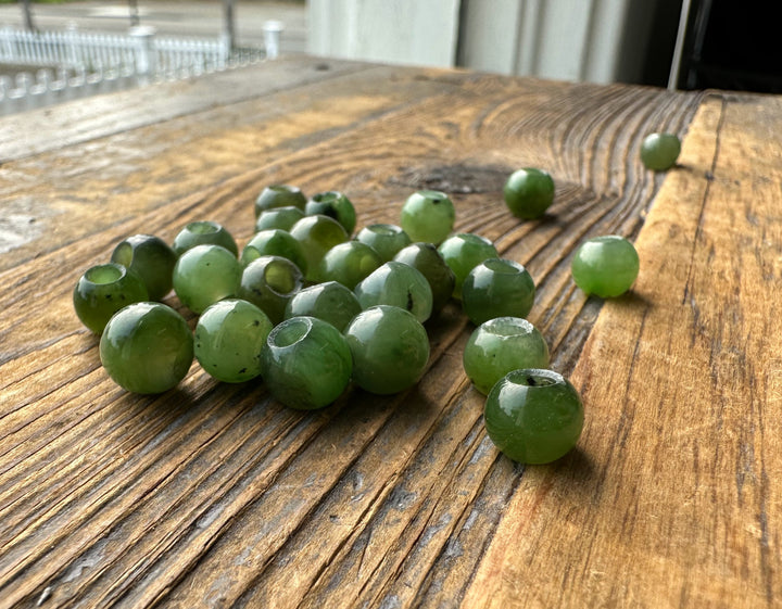 8mm Canadian Jade Beads with a large hole (Sold Individually or as