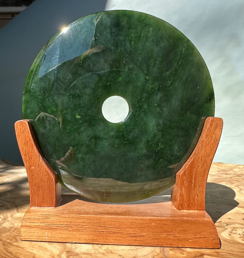 Jade PI on Wooden Base, 4"