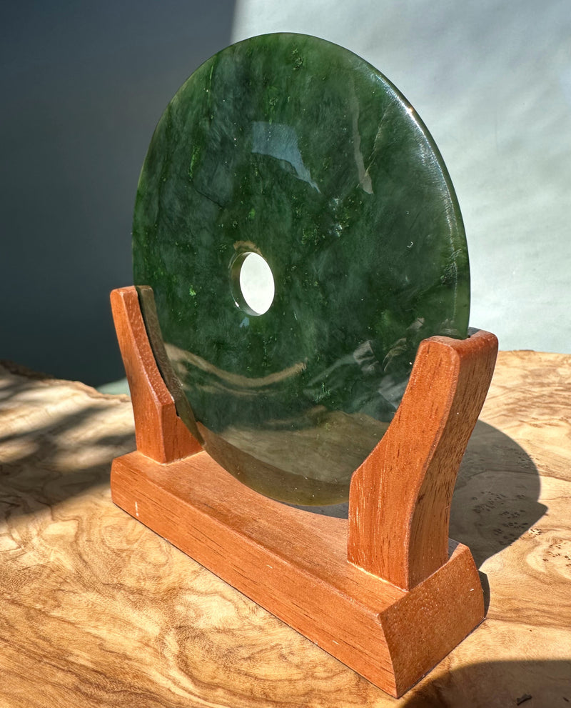 Jade PI on Wooden Base, 4"