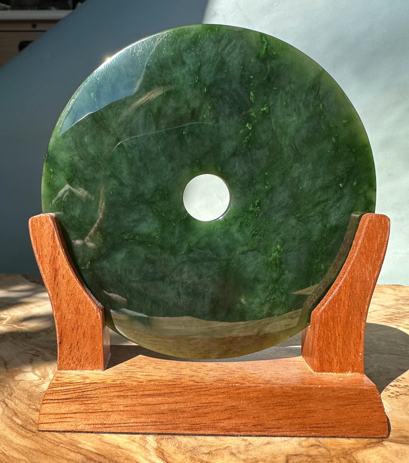 Jade PI on Wooden Base, 4"