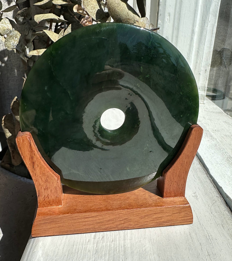 Jade PI on Wooden Base, 4"