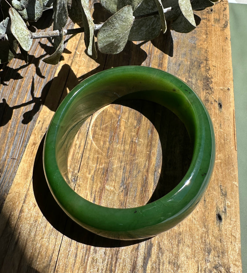 Jade Oval Bangle 53.5x19mm - Canadian Nephrite Jade