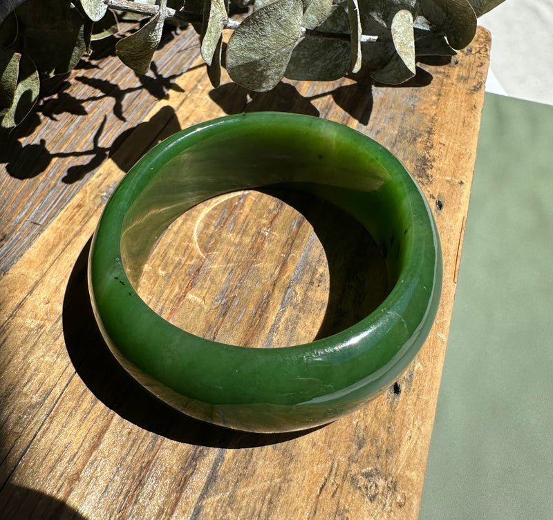 Jade Oval Bangle 53.5x19mm - Canadian Nephrite Jade