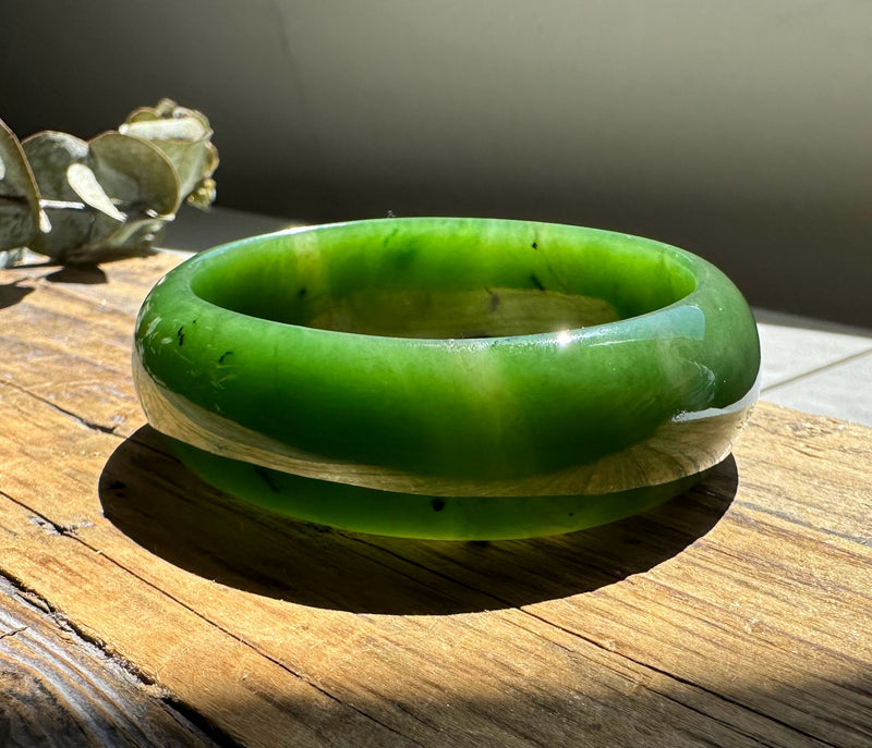 Jade Oval Bangle 53.5x19mm - Canadian Nephrite Jade