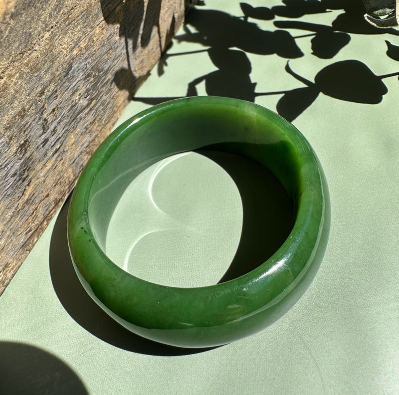 Jade Oval Bangle 53.5x19mm - Canadian Nephrite Jade