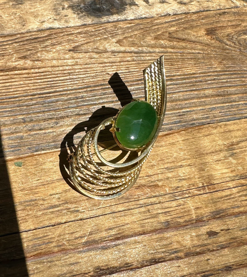 Vintage Canadian Jade Brooch