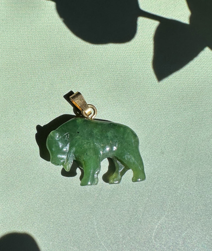Green Canadian jade bison charm with bail for necklace