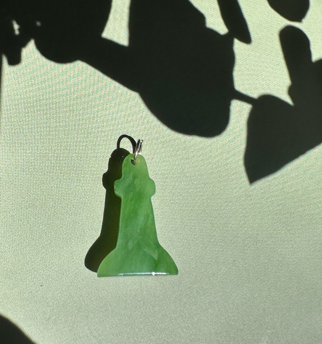 Siberian Jade Lighthouse Charm 20mm bright green with a silver loop