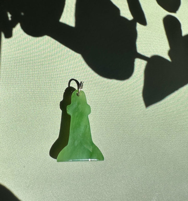 Siberian Jade Lighthouse Charm 20mm bright green with a silver loop