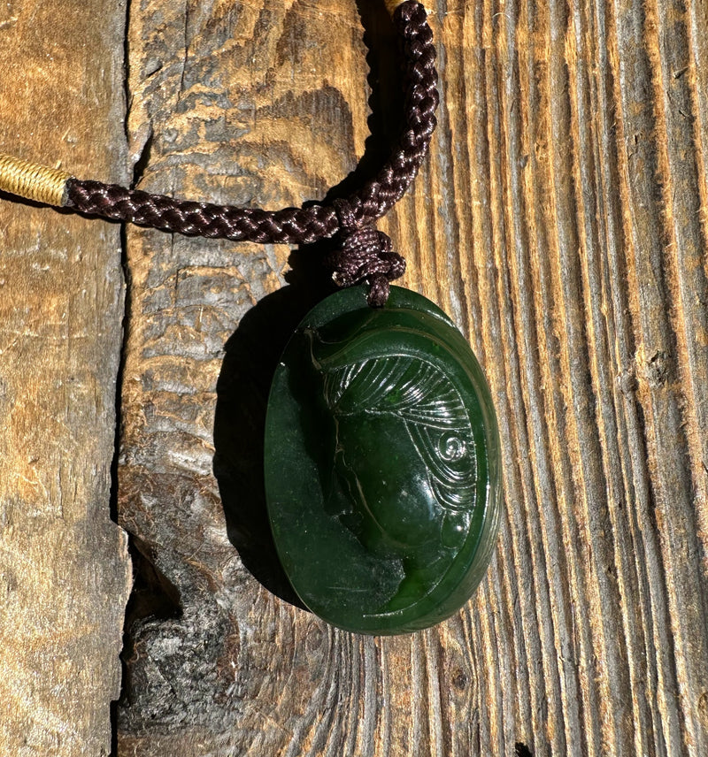 Rich Green Canadian Jade Guan Yin Head Pendant