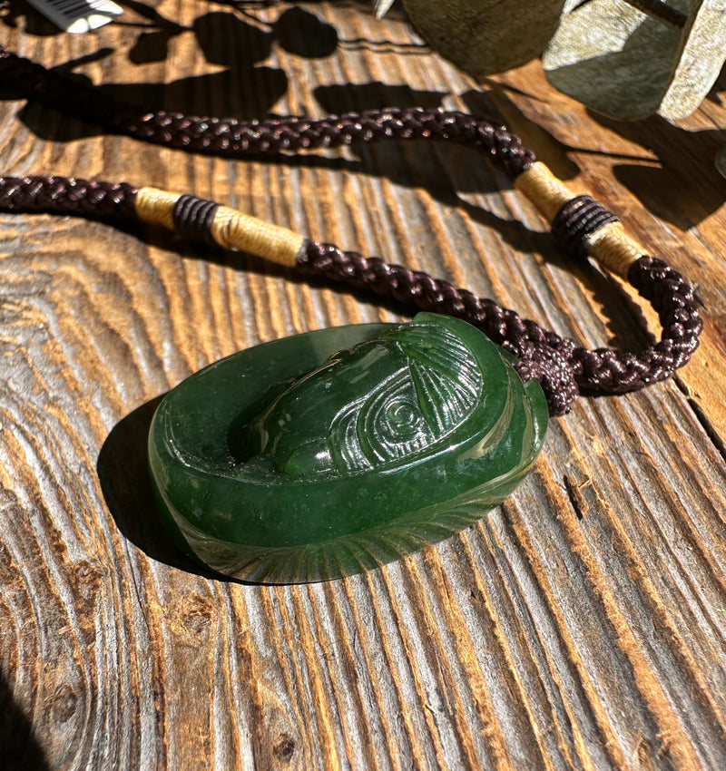 Rich Green Canadian Jade Guan Yin Head Pendant