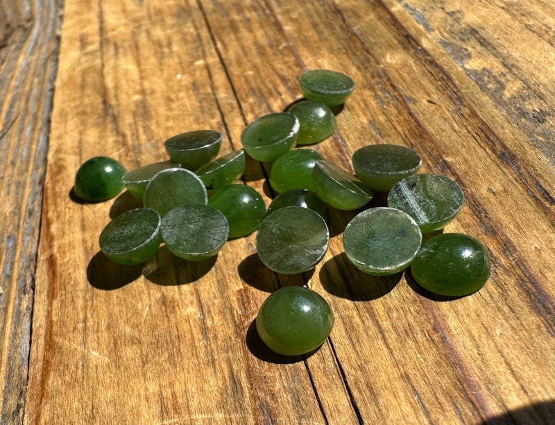 20pcs 7mm Round Nephrite Jade Cabochons - sold as a lot