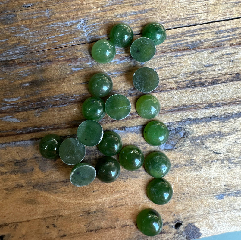 20pcs 7mm Round Nephrite Jade Cabochons - sold as a lot