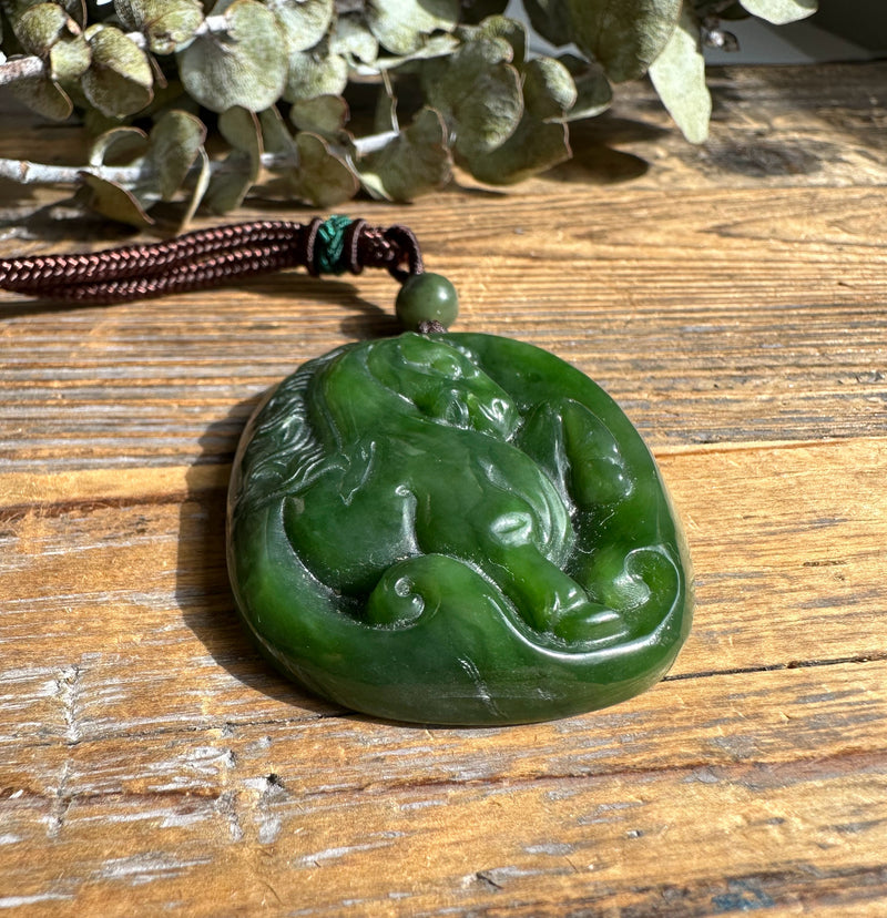 Canadian Jade Horse Pendant, 49mm