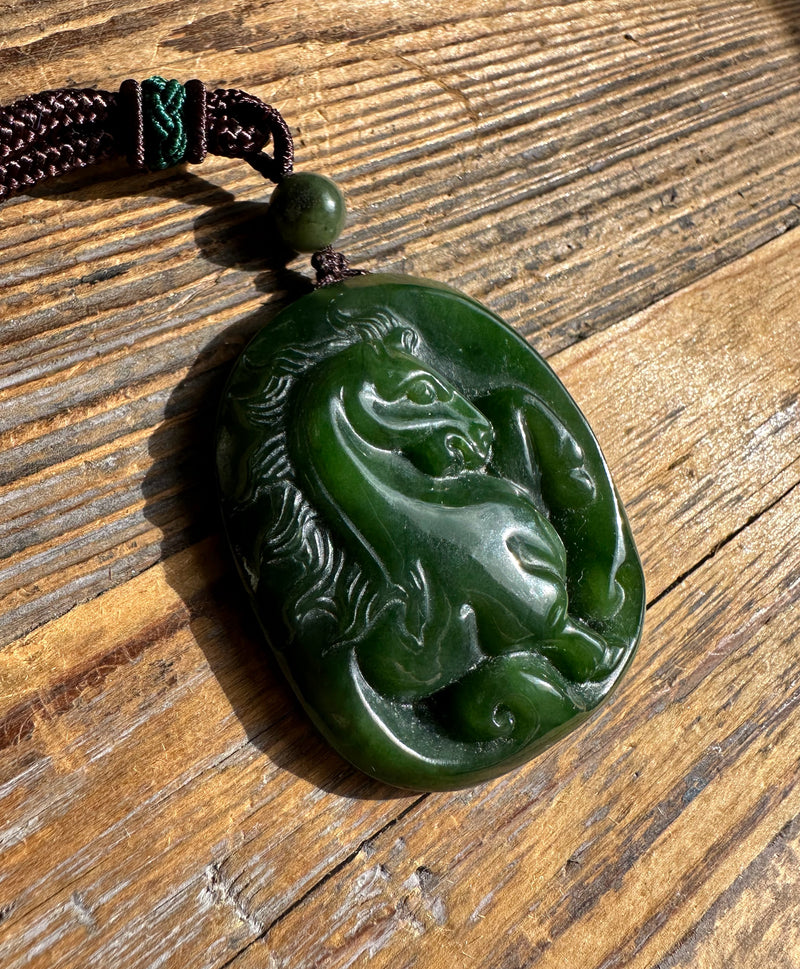 Canadian Jade Horse Pendant, 49mm