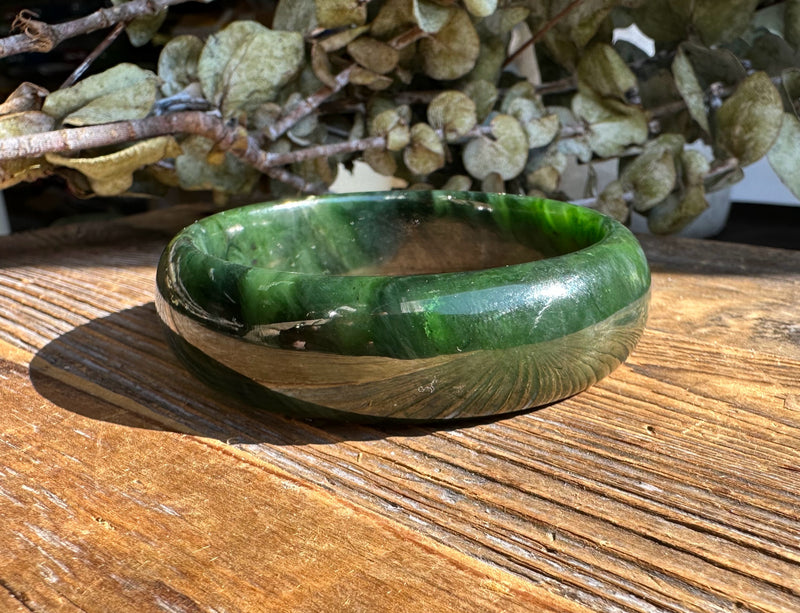 Dark Green Ogden Jade Bangle, 58 x 18.5mm* Sold as is