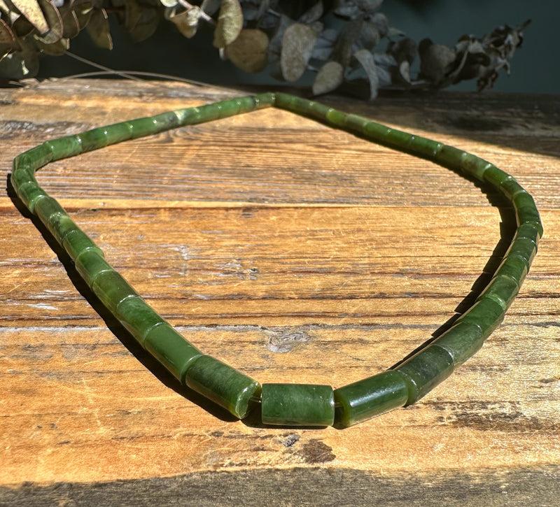 Siberian Jade Tube Beads, 18"* 10x5.5mm