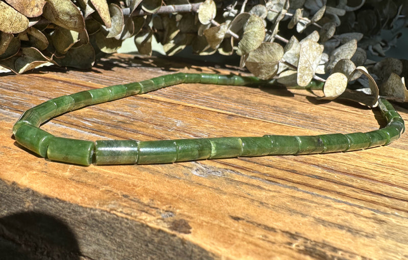 Siberian Jade Tube Beads, 18"* 10x5.5mm