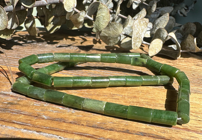 Siberian Jade Tube Beads, 18"* 10x5.5mm