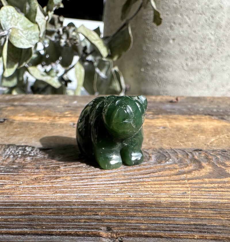 Canadian Jade Sitting Jade Bear - Available in multiple sizes