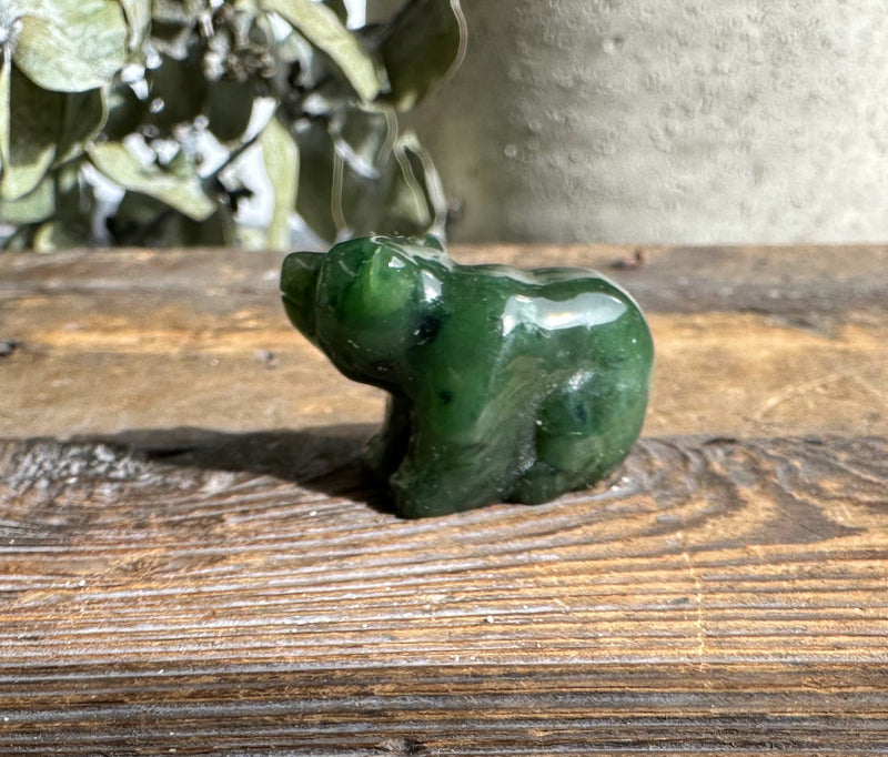 Canadian Jade Sitting Jade Bear - Available in multiple sizes